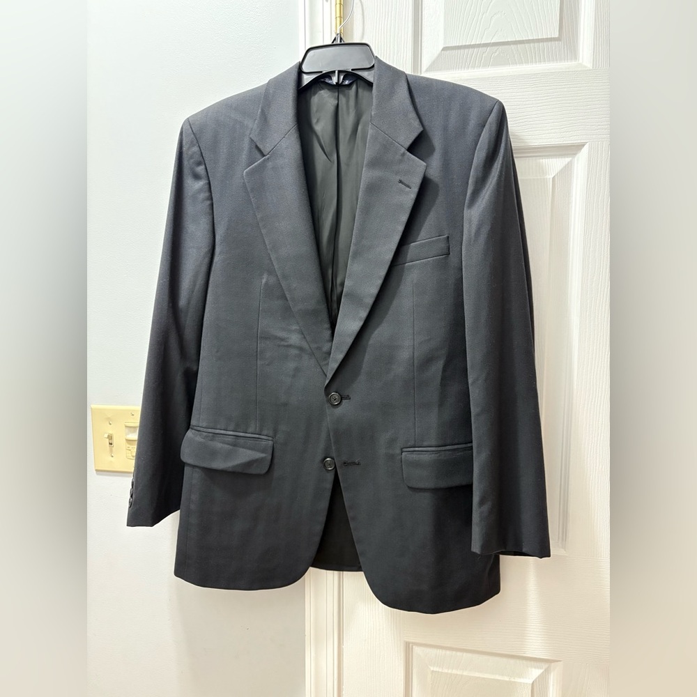Burberry Herringbone Tweed Vintage Wool Blazer Navy/ Dark Gray Mens Medium